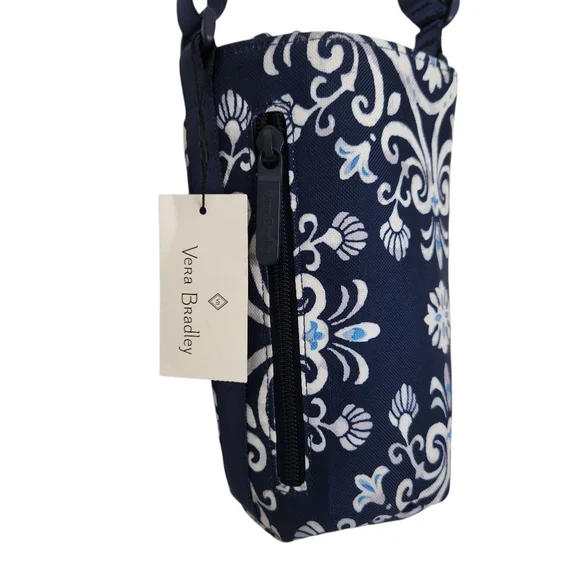 NEW Vera Bradley Water Bottle Crossbody Gym Travel Bag Steel Blue Medallion - Picture 3 of 12